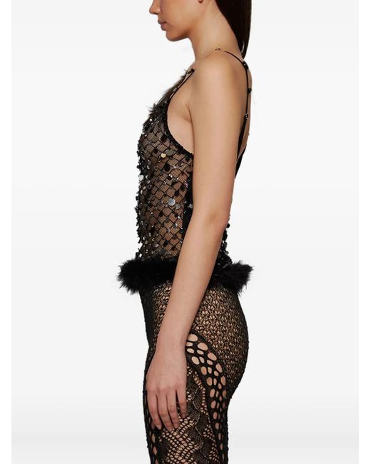 Roberta Einer Black Sequin-Embellished Top
