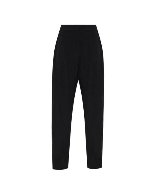 Emporio Armani Black Pleated Straight-Leg Trousers