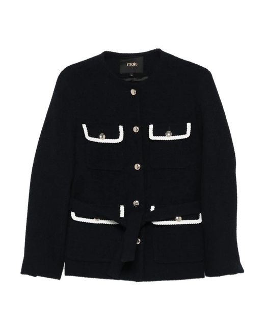 Maje Black Belted Tweed Jacket