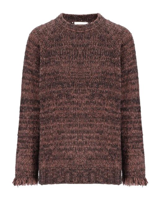 Maglione Girocollo Con Frange di Laneus in Brown da Uomo