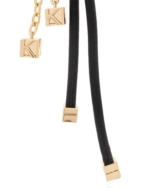 Michael Kors White Knotted-Cord Chain Keyring