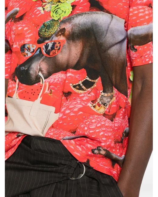The Artistylist Red Graphic-Print Cotton T-Shirt