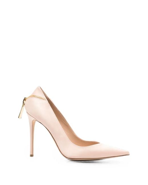 Elisabetta Franchi Pink Zip-Detail Pointed-Toe Heeled Pumps