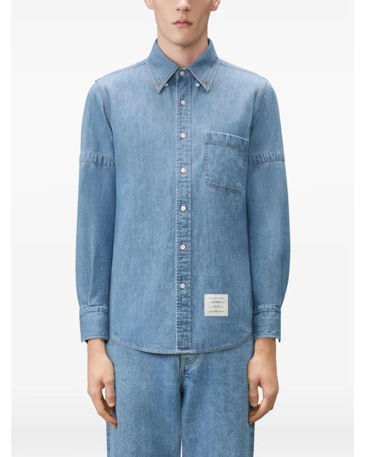 Thom Browne Blue Armband-Detail Denim Shirt for men