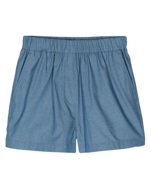 Manuel Ritz Blue Chambray Cotton Shorts