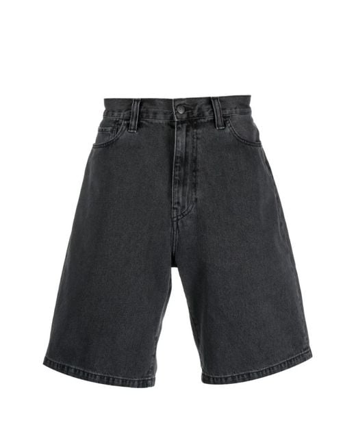 Carhartt Gray Logo-Patch Denim Shorts