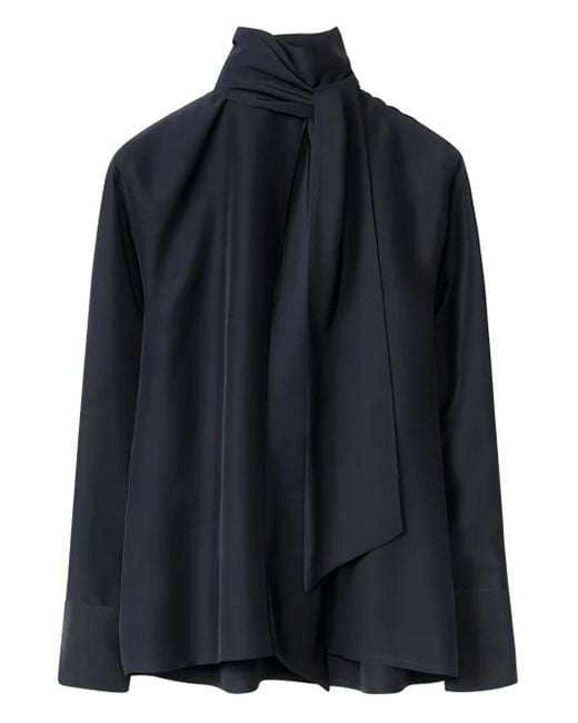 Blusa con lazo en el cuello Fabiana Filippi de color Blue