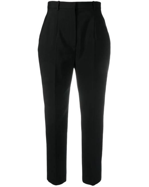 McQueen Black Cropped Wool Trousers