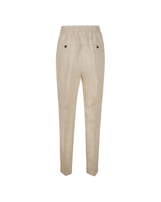 Kiton Natural Check-Pattern Drawstring Trousers