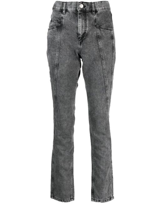 Isabel Marant Gray Skinny-Jeans mit Kontrasteinsatz