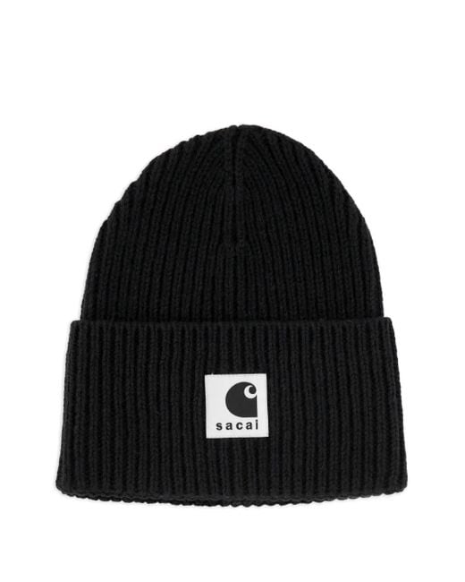 メンズ Sacai Xcarhartt Wip Rib-knit Beanie Hat Black