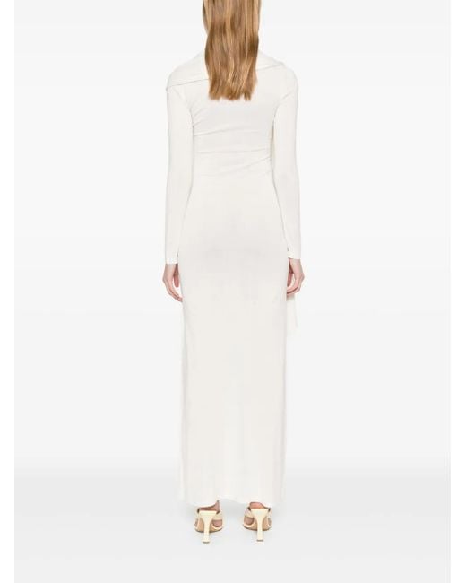 AYA MUSE White Scarf-Detail Longsleeved Maxi Dress