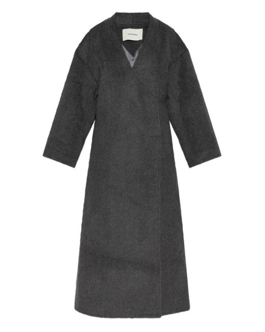 Entire studios Black V-Neck Wool Coat