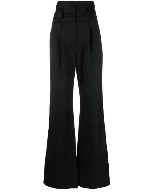 MANURI Black High-waist Wide-leg Trousers
