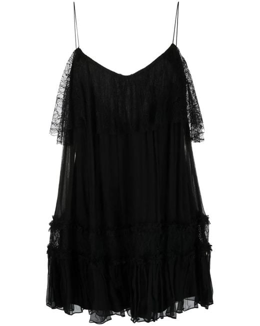 Nissa Black Sleeveless Silk Mini Dress