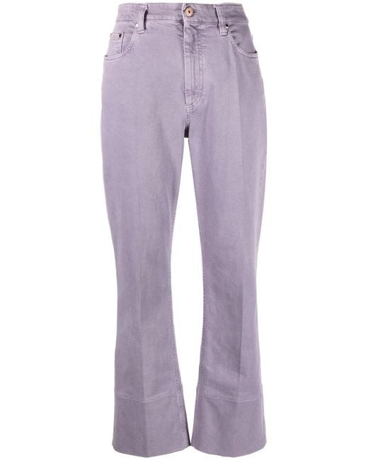 Brunello Cucinelli Purple Pressed-Crease Loose-Fit Jeans