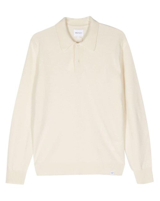 Norse Projects White Long-sleeve Wool Polo Jumper for men