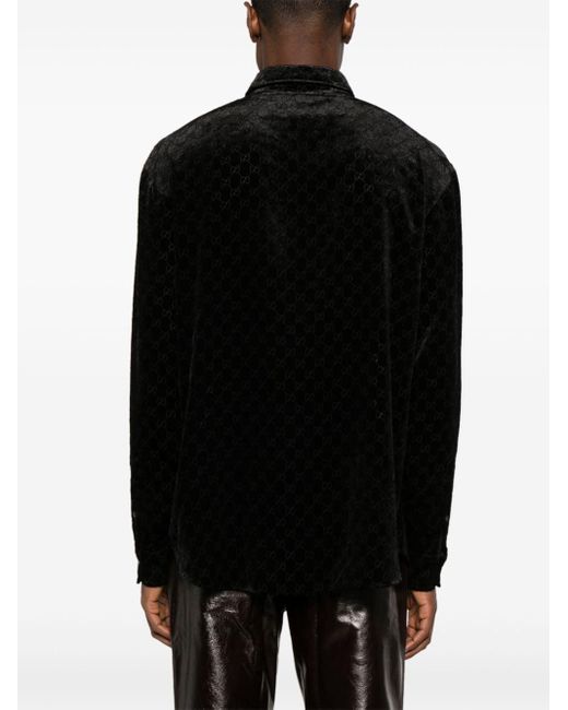 Camicia GG devoré di Gucci in Black da Uomo
