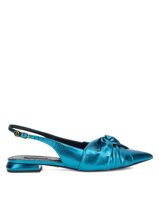 Roberto Cavalli Blue Knot-Detail Pointed-Tooe Flat Pumps