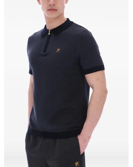 Fila Black Marty Zip-Fastening Polo Shirt for men