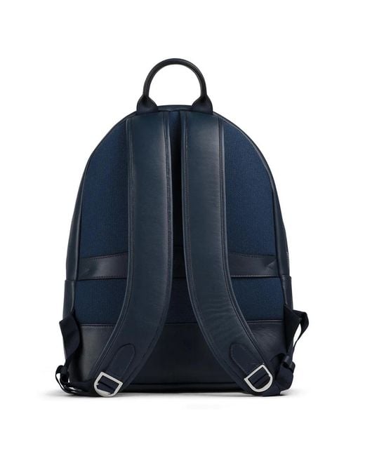 Doucal's Blue Leather Zip Backpack for men