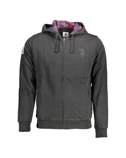 U.S. POLO ASSN. Gray Logo-Embroidered Zip-Up Hoodie for men