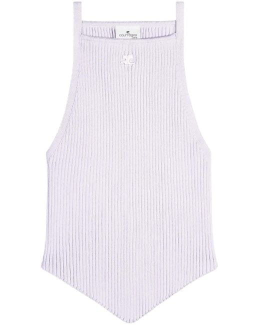 Courreges White Pointy Rib-Knit Tank Top