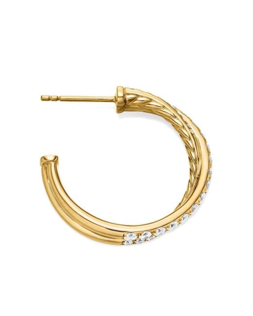 Pendientes de aro Crossover de 24 mm en oro amarillo de 18 ct con diamantes David Yurman de color Metallic