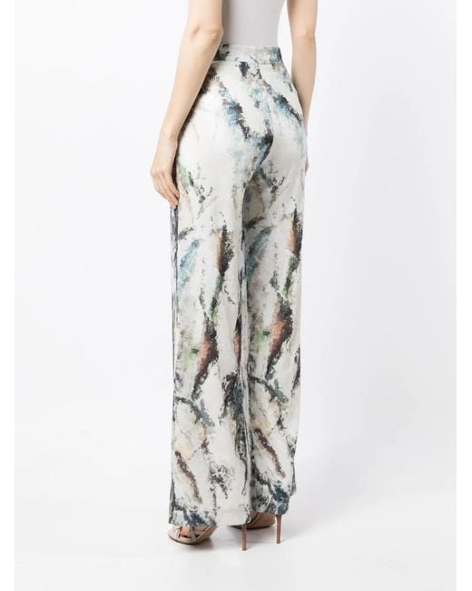 Saiid Kobeisy White Sequin Embellished Pants