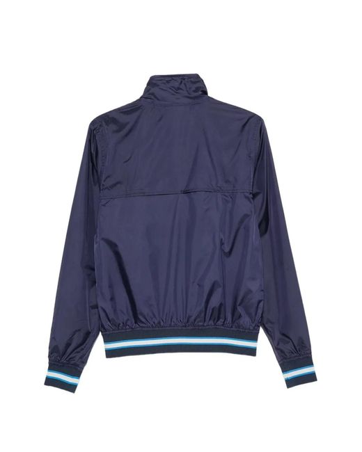 K-Way Blue Logo-Patch Striped-Trim Jacket for men