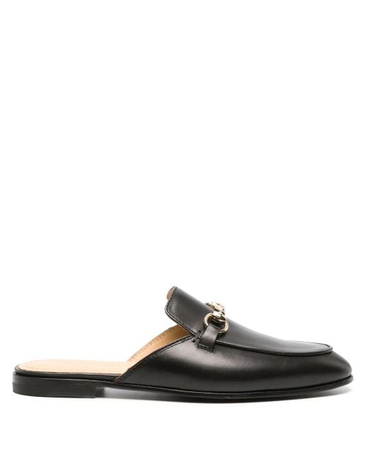Scarosso Black Horsebit-Detail Leather Mules