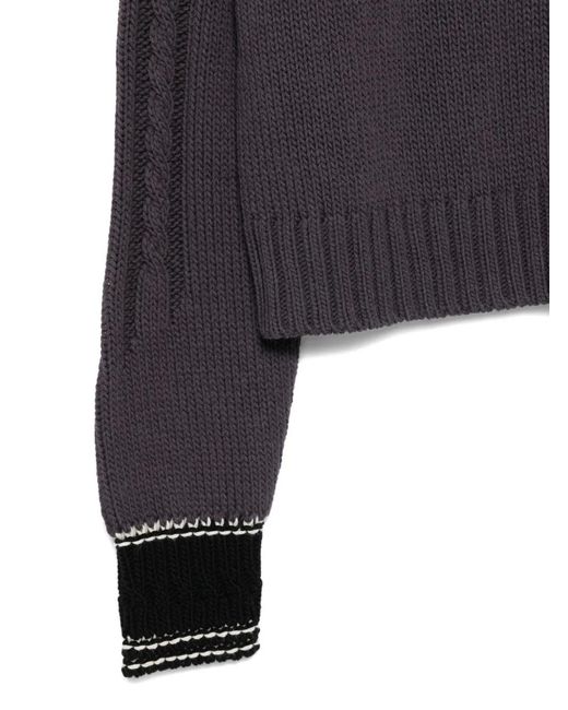 Alysi Blue Cable-Knit V-Neck Sweater
