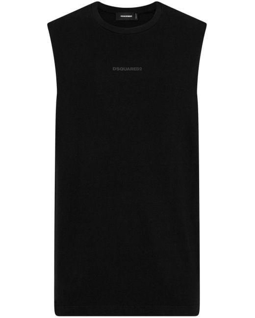 DSquared² Black Logo-print Cotton Vest for men