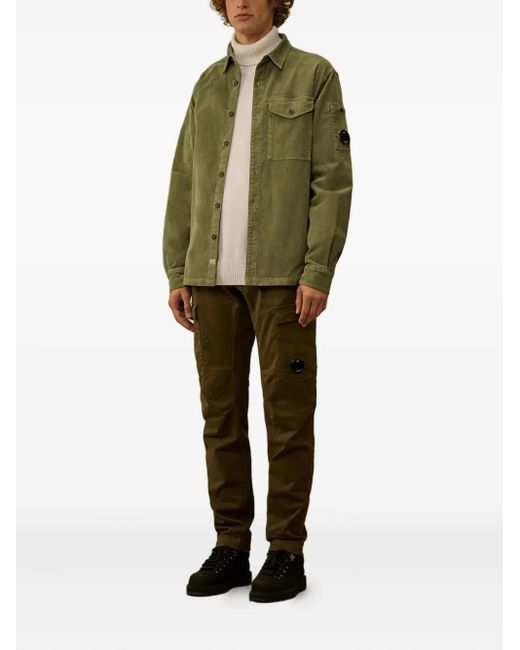 C P Company Green Corduroy Patch-Pocket Shirt for men