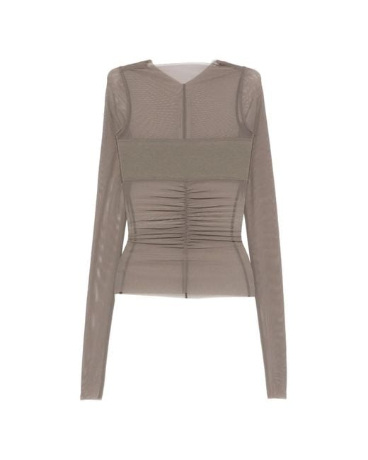 Rick Owens Gray Sheer-Design Top