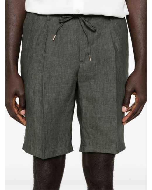 Briglia 1949 Gray Olbias Pleat-detail Linen Shorts for men