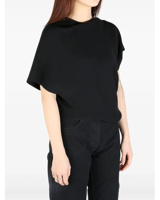 【国内発送】THE ROW Tシャツ Analyn asymmetric cashmere THE ROW Analyn Cashmere T-Shirt in Black | endource