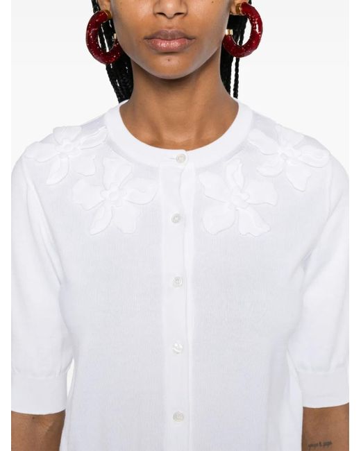 Valentino Garavani White Embroidered Cotton Cardigan