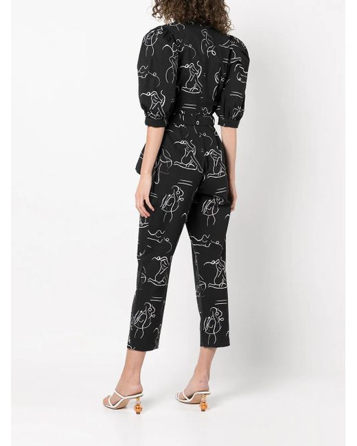 LHD Black Casitas Abstract-Print Jumpsuit
