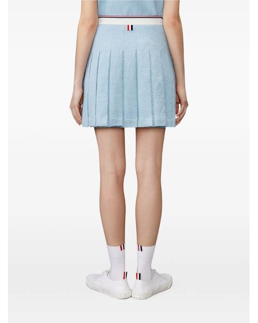 Thom Browne Blue Pleated Mini Skirt
