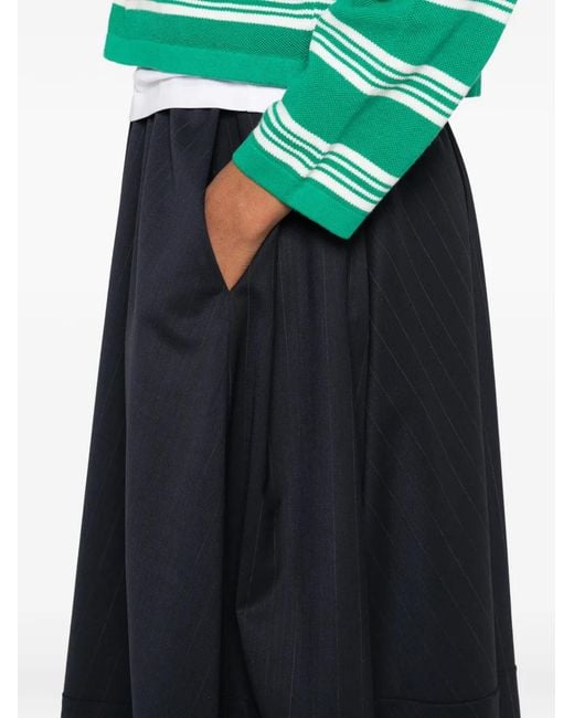 Maje Blue Striped Tailored Midi Skirt