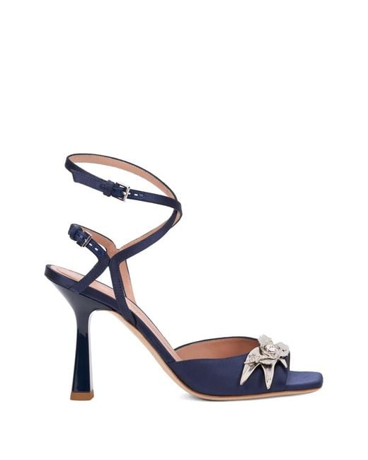 Alberta Ferretti Blue Crystal-Embellished Sandals