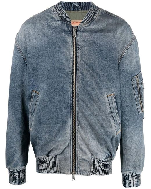DIESEL Blue Denim Bomber Jacket for men