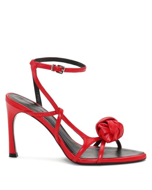 ROTATE BIRGER CHRISTENSEN Red Knot-Detail Leather Sandals