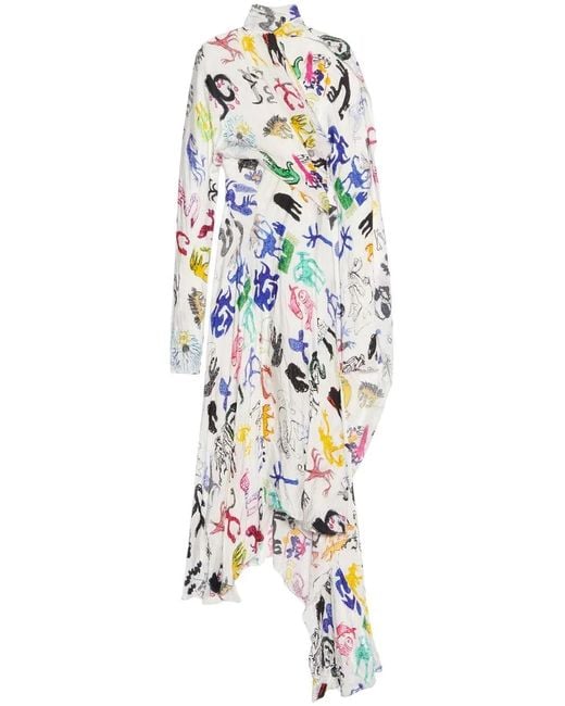 Balenciaga White Artist Doodles Twisted Dress