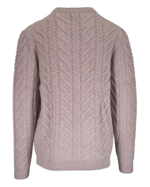 Kinross Cashmere Gray Cable-Knit Sweater for men