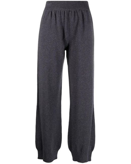 Barrie Blue Iconic Ribbed-waistband Cashmere Trousers