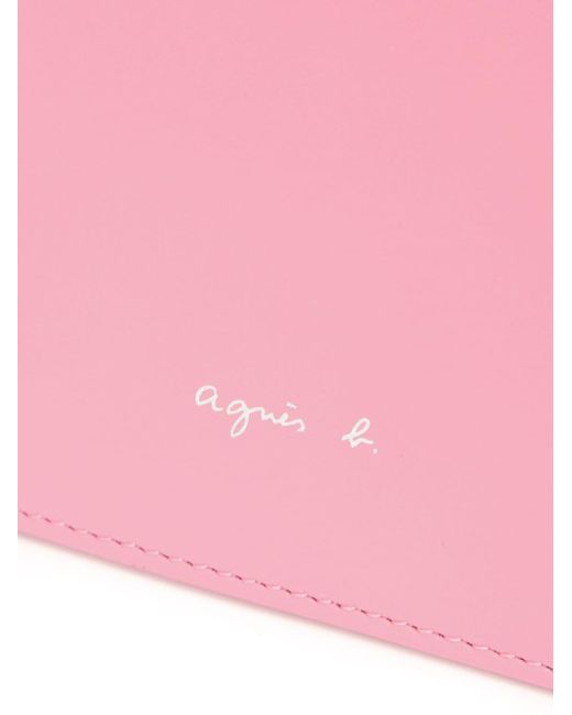 Agnes B. Pink Logo-print Leather Tote Bag