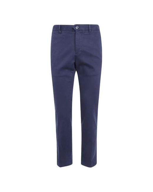 Incotex Blue Cotton Chino Trousers for men