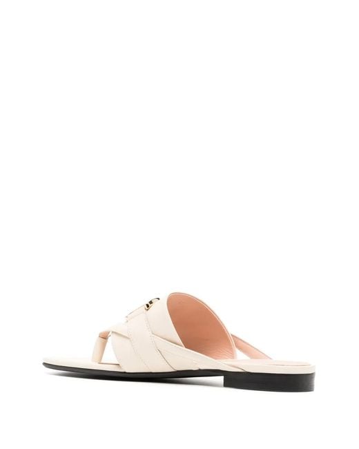 Bally White Elia Leather Flat Sandals